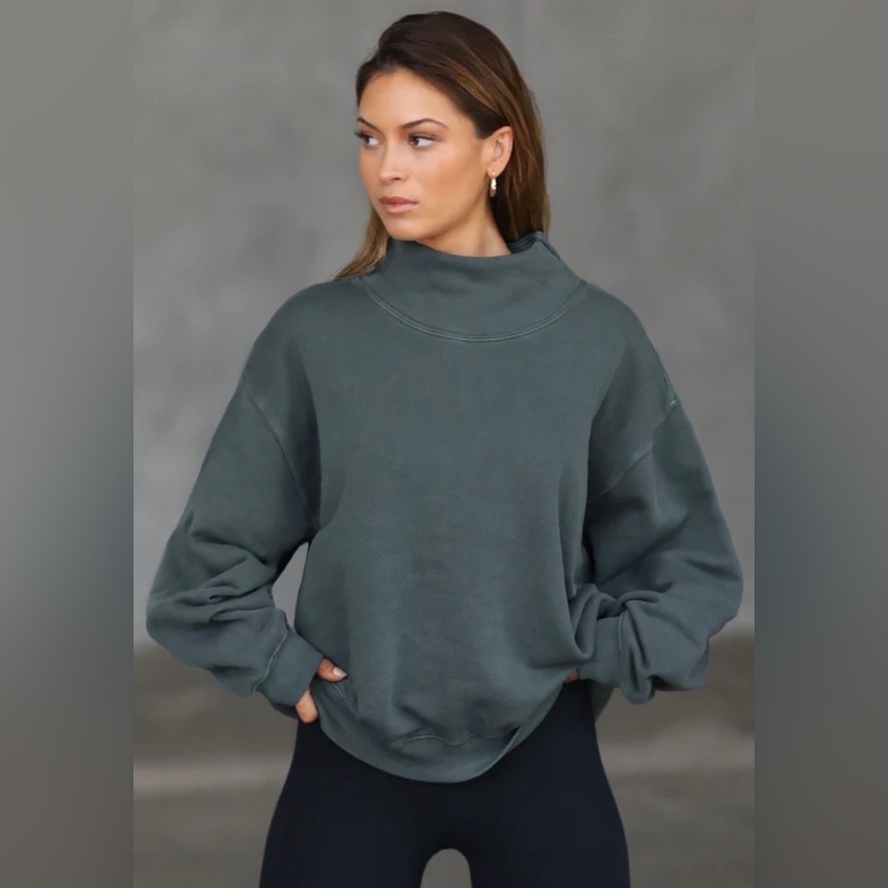 Joah Brown mock neck oversized terry sweatshirt